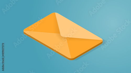 Yellow 3d vector mail icon. Isometric email sending illustration. Mailing letters concept.