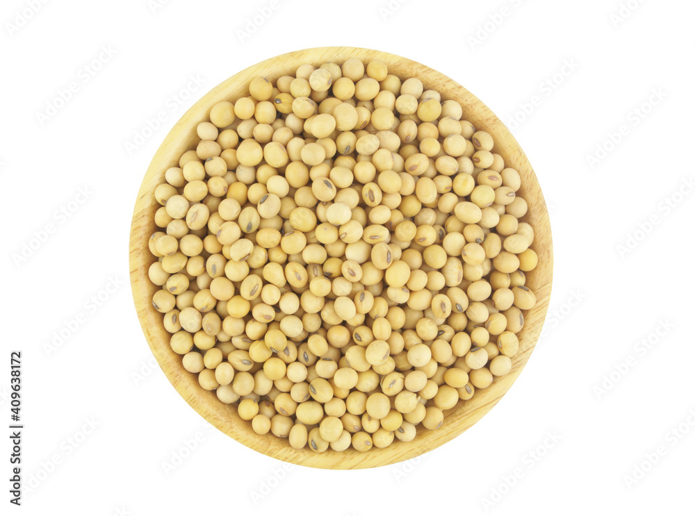 Top view of soy beans in bowl isolated on white background Top view of soy beans in bowl isolated on white background