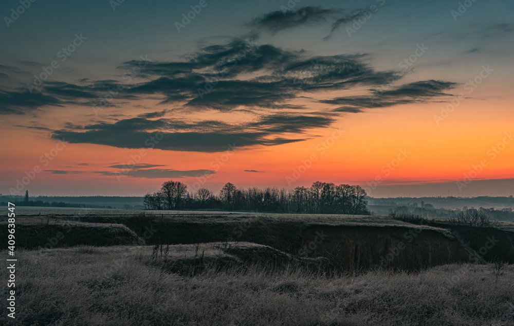 Winter moring among fields Winter moring among fields