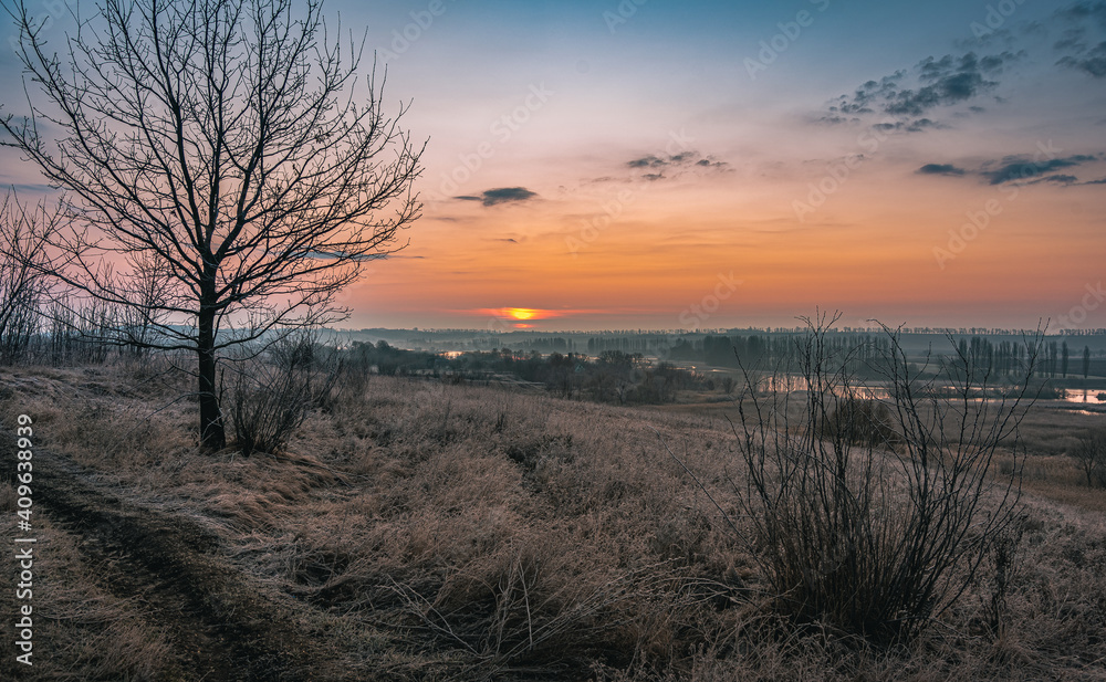 Winter moring among fields Winter moring among fields