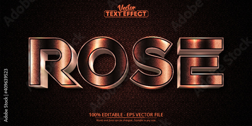 Rose gold text effect, shiny rose gold alphabet style