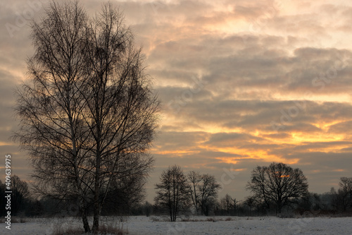 Wschód Słońca zimą © mateusz