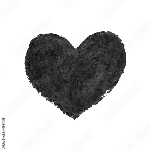 Vector colorful illustration of heart shape drawn with black colored chalk pastel. Element for design greeting card, poster, banner, Social Media post, invitation, sale, brochure, other graphic design