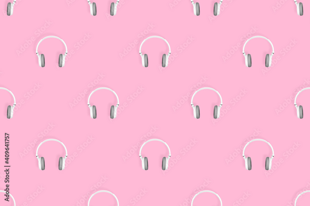 Headphones seamless pattern. Seamless pattern on the theme of headphones, music. Headphones seamless pattern. Seamless pattern on the theme of headphones, music.