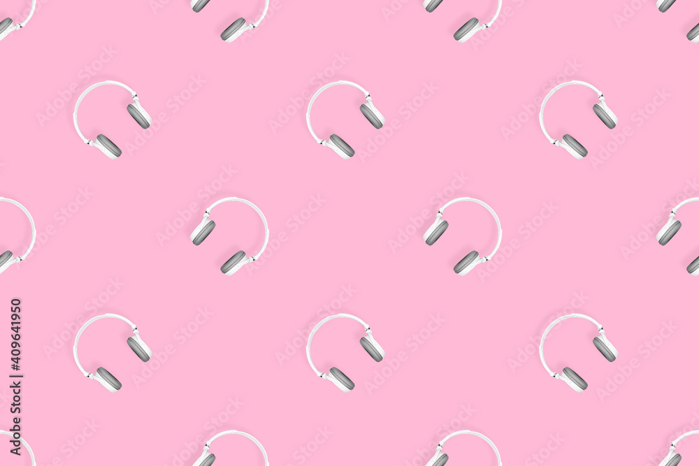 Headphones seamless pattern. Seamless pattern on the theme of headphones, music. Headphones seamless pattern. Seamless pattern on the theme of headphones, music.