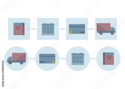 products ordering infographics, for graphic and web design, sale and delivery