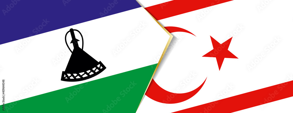 Lesotho and Northern Cyprus flags, two vector flags. Lesotho and Northern Cyprus flags, two vector flags.