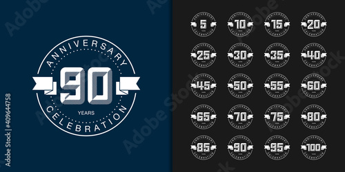 Set of trendy anniversary logotype. Premium anniversary celebration icons design.