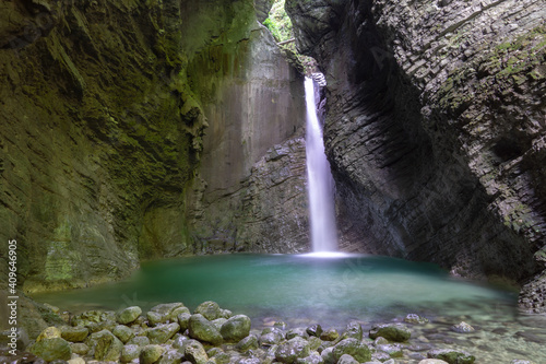 Kozjak waterfall in Kobarid, Slovenia