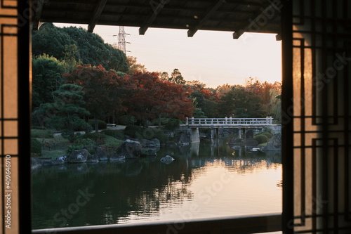 Japanese Garden in Daisen Park in Osaka  Japan