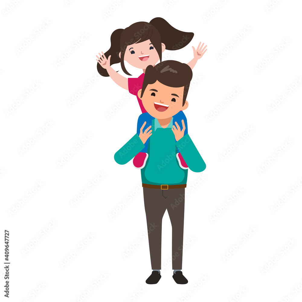 Happy Father and daughter character. Happy Father and daughter character.