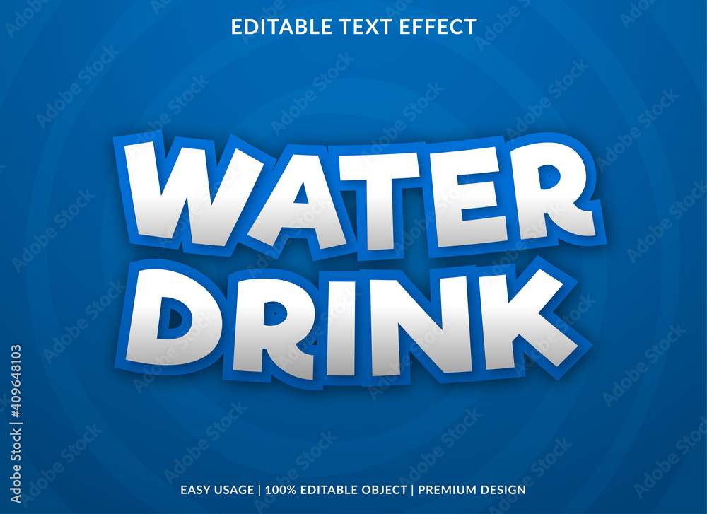 water drink text effect template with bold style use for business logo and brand