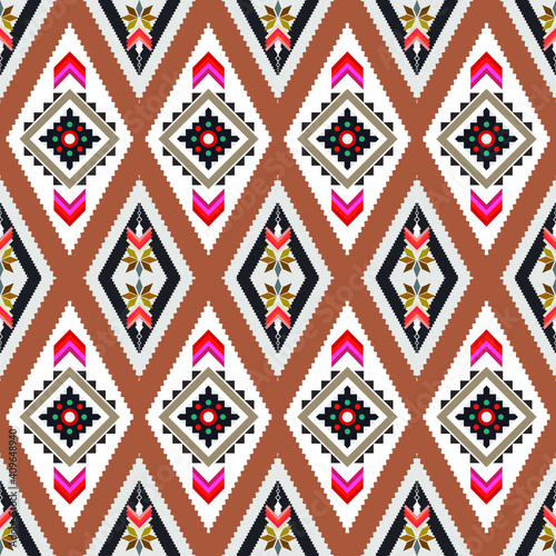 Wallpaper Mural Abstract brown vertical geometric textile oriental with floral pattern traditional design for the background Torontodigital.ca