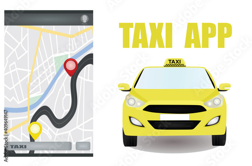 Taxi navigation app. vector illustration 