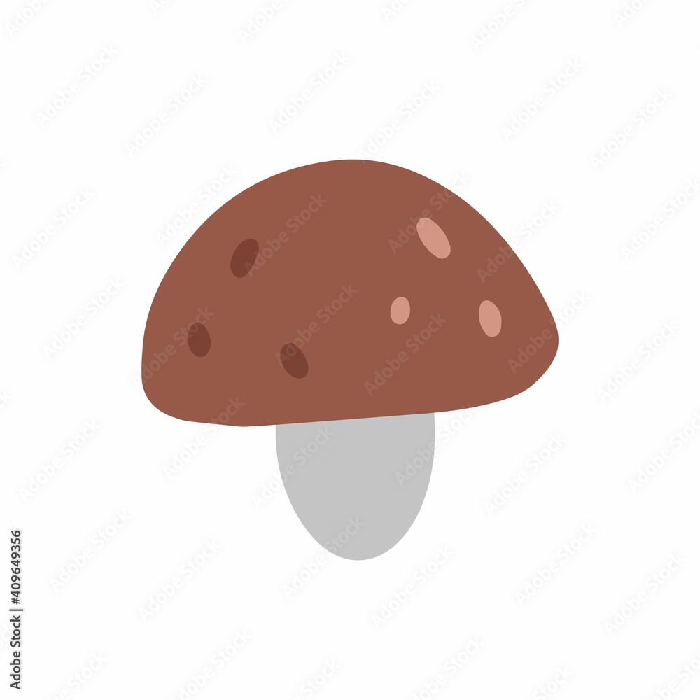 Cute mushroom in doodle style. Flat cartoon vector illustration. Mushroom isolated on white background. Cute mushroom in doodle style. Flat cartoon vector illustration. Mushroom isolated on white background.