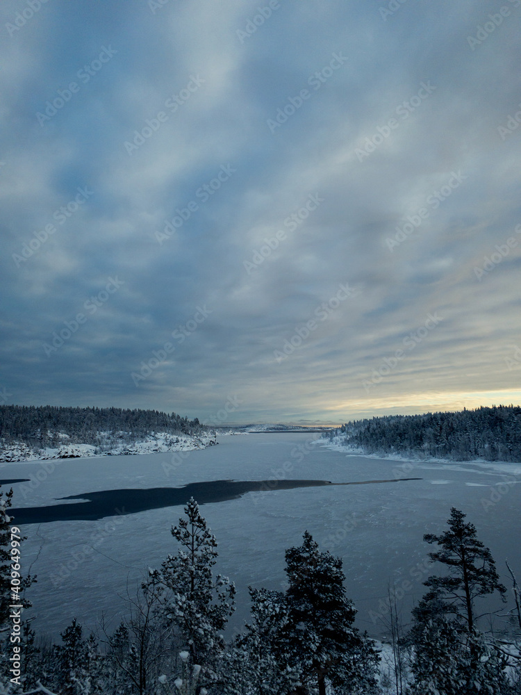 sunset on the islands of Lake Ladoga