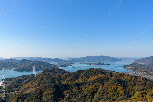 Landscape of the Seto Inland Sea, Takamiyama Observatory in Onomichi City © pikumin
