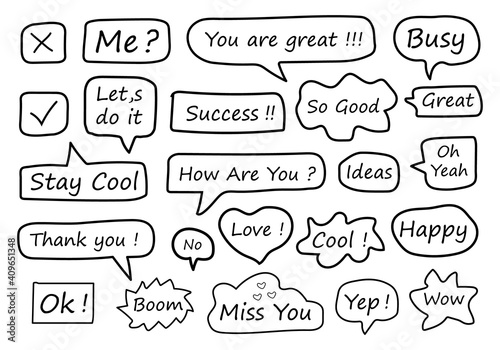 Collection hand drawn of speech bubbles vector 