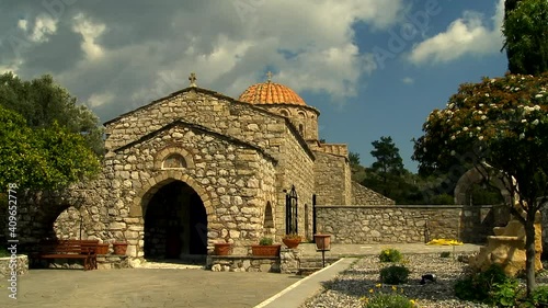 Rhodes Greeece : Time-lapse of the monastery in Thari as the shadow covers the monument  photo