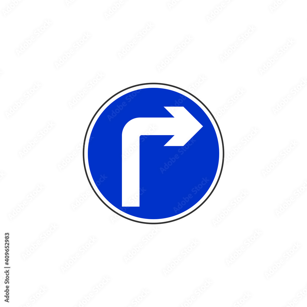 Right turn only road sign icon. Traffic signs symbol modern, simple, vector, icon for website design, mobile app, ui. Vector Illustration Right turn only road sign icon. Traffic signs symbol modern, simple, vector, icon for website design, mobile app, ui. Vector Illustration