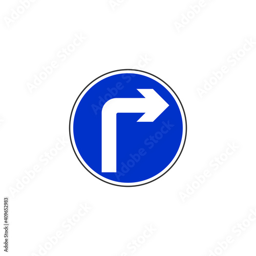 Right turn only road sign icon. Traffic signs symbol modern, simple, vector, icon for website design, mobile app, ui. Vector Illustration
