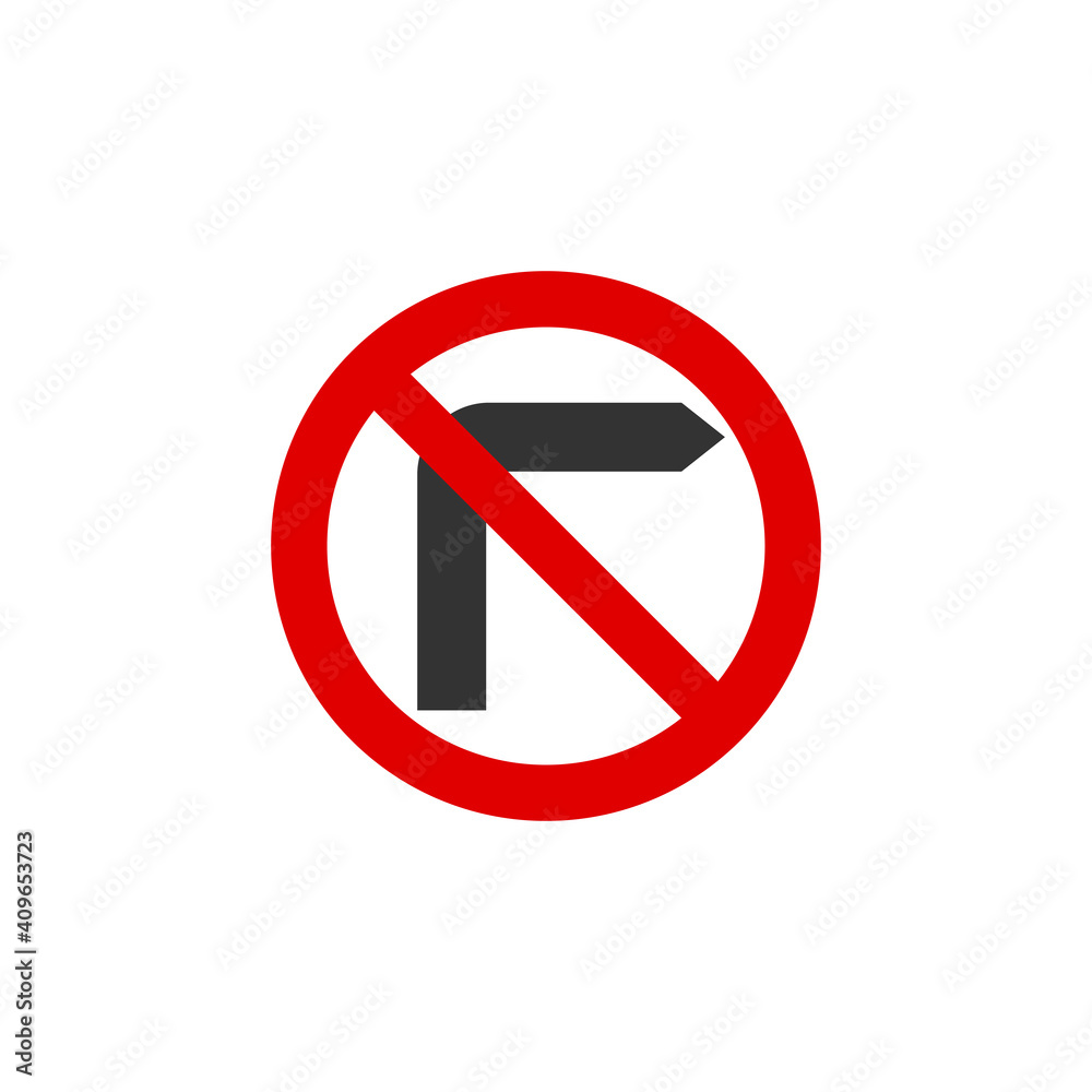 No right turn road sign icon. Traffic signs symbol modern, simple, vector, icon for website design, mobile app, ui. Vector Illustration No right turn road sign icon. Traffic signs symbol modern, simple, vector, icon for website design, mobile app, ui. Vector Illustration