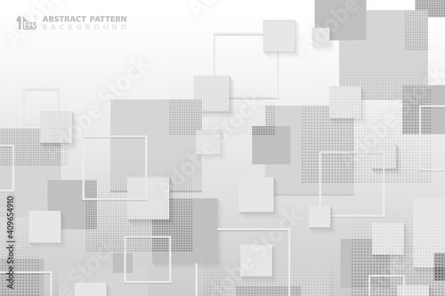Abstract white and gray square tech pattern design of technology with halftone template. Pattern design of digital design background. illustration vector