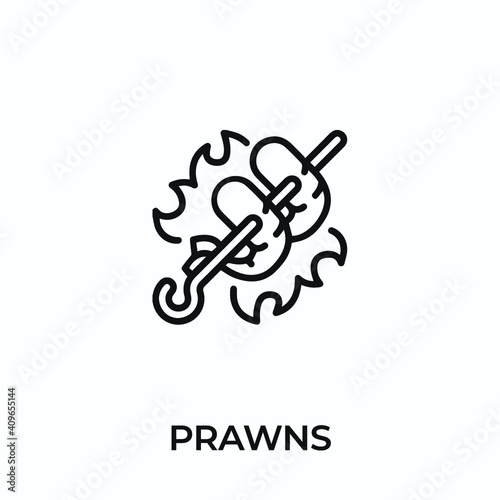 prawns icon vector. prawns sign symbol for modern design. Vector illustration 