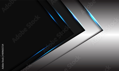 Canvas Print Abstract sliver grey metallic blue light arrow direction with dark blank space design modern futuristic vector background illustration