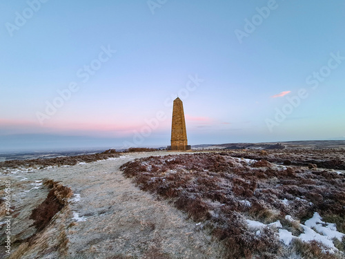 Sunset over Middlesbrough Roseberry Topping and Captain Cooks Monument