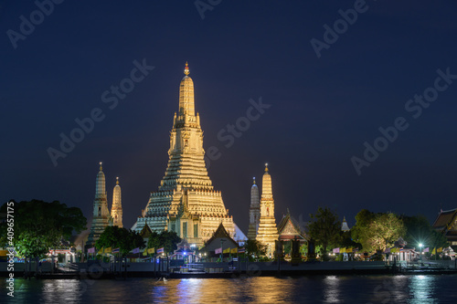 Wat Arun Buddhist religious places on night time  Bangkok