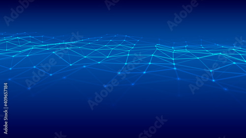 Abstract wave background with connection dots and lines. Technology illustration. Futuristic modern dynamic wave.