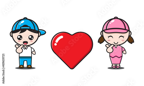 cute couple wear a hat with love in valentine day