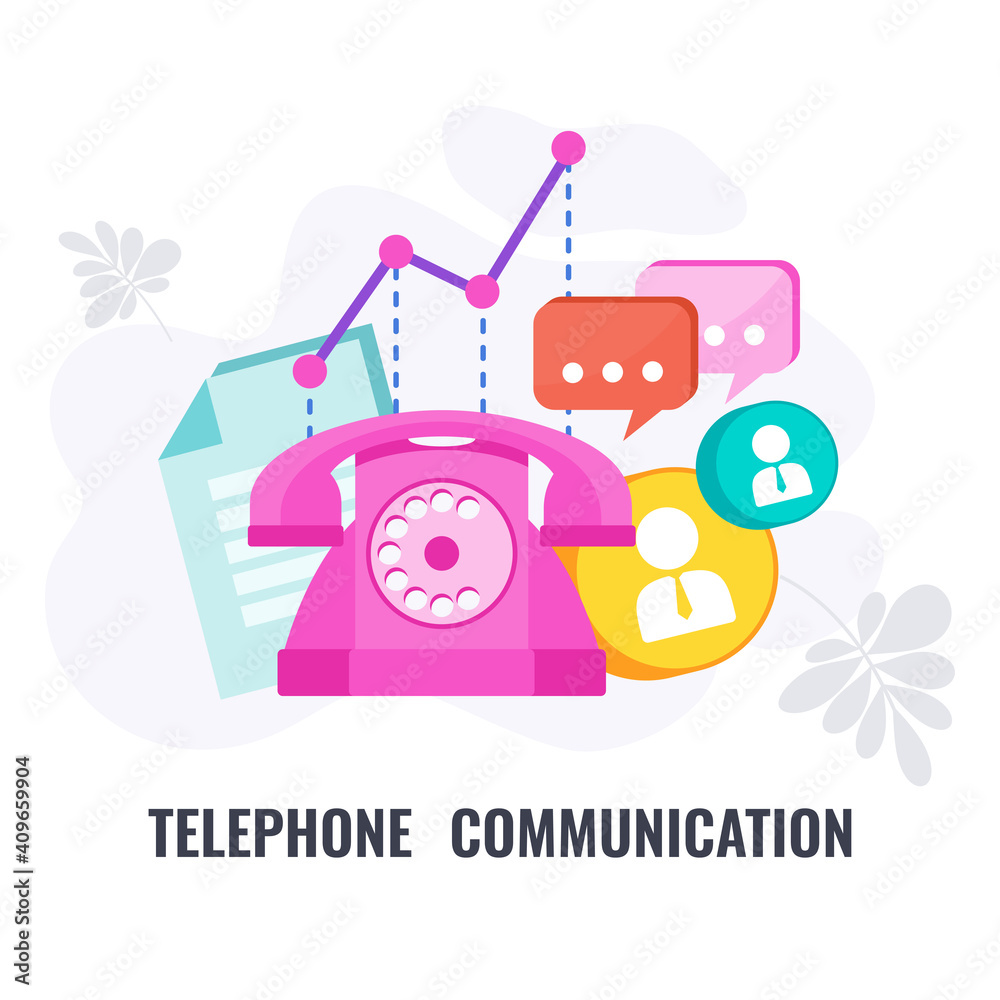 Telemarketing icon. Telephone communication. Flat vector illustration. Telemarketing icon. Telephone communication. Flat vector illustration.