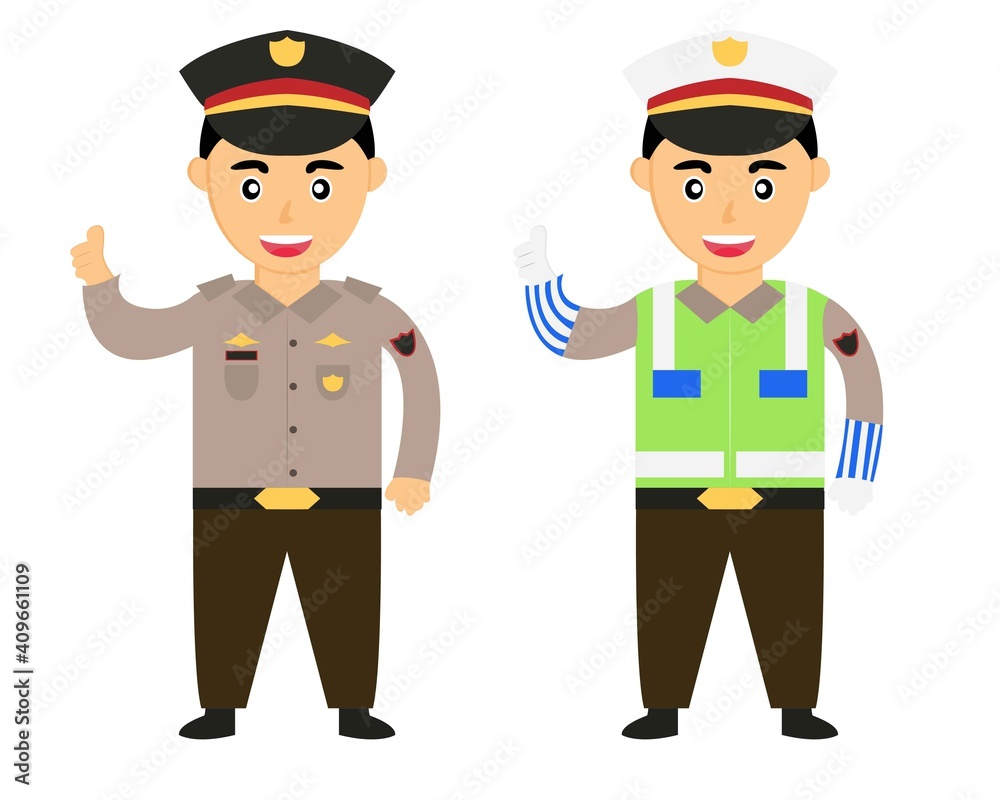 illustration vector design of indonesian police. Indonesian cop
