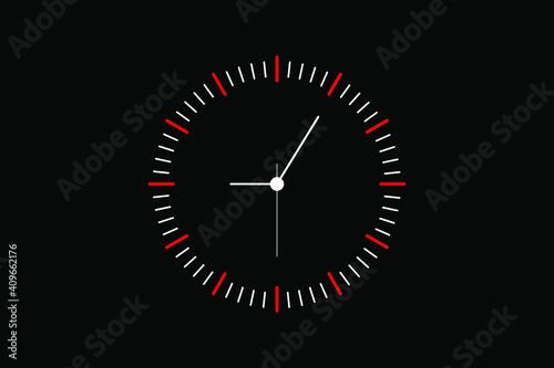 Clock application on dark background. Digital countdown app, user interface kit, mobile clock interface. UI elements, 3D illustration