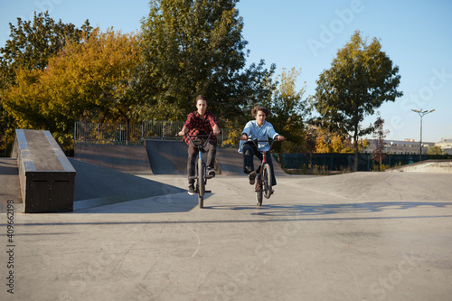 Wallpaper Mural Young bmx bikers doing tricks in skatepark Torontodigital.ca
