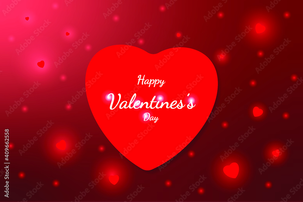 Bright Valentine`s day background, small hearts, in red colors