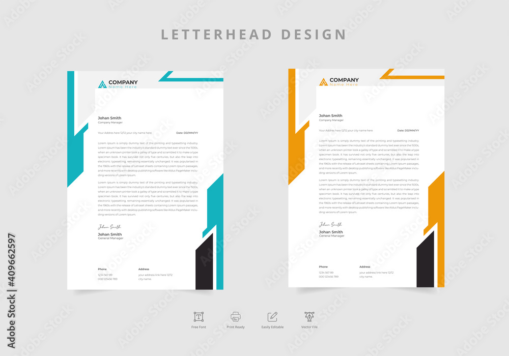 Letterhead template in flat style Vector