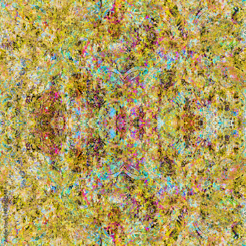 Geometric Circular damask seamless pattern with grunge texture © Graphics & textile