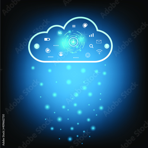 Modern cloud technology. Cloud computing concept.Abstract cloud connection technology background. vector illustration.