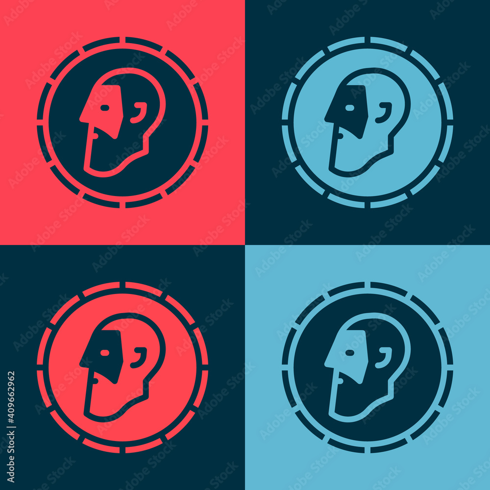 Pop art Ancient coin icon isolated on color background. Vector. Pop art Ancient coin icon isolated on color background. Vector.