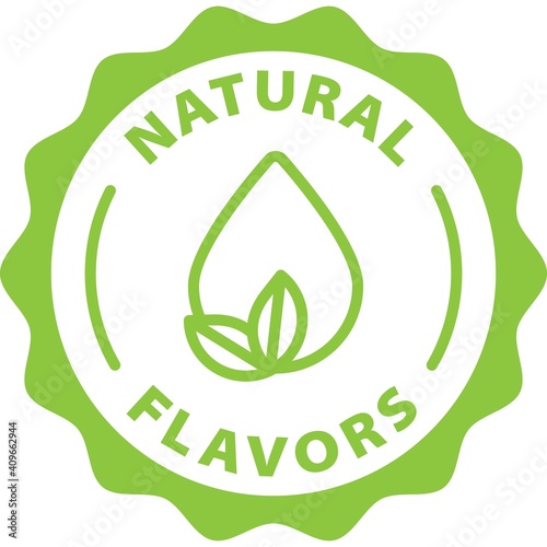 natural flavors green badge rounded outline stamp icon