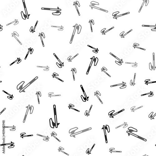 Black Medieval axe icon isolated seamless pattern on white background. Battle axe, executioner axe. Medieval weapon. Vector.