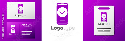 Logotype Smartphone, mobile phone icon isolated on white background. Logo design template element. Vector.