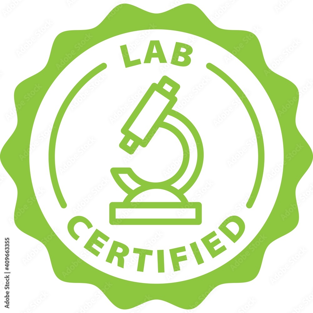 lab certified green badge rounded outline stamp icon Stock Vector