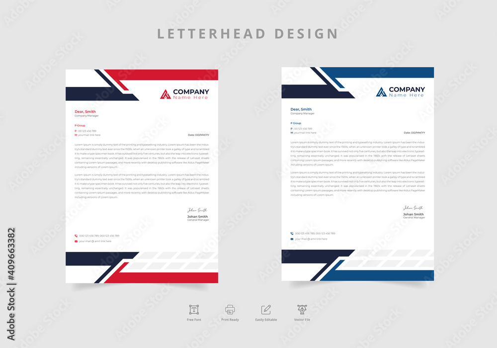 Elegant letterhead design template for your business eps Vector