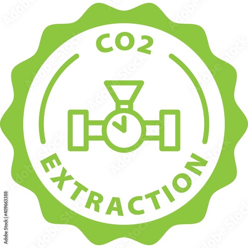 co2 extraction green badge rounded outline stamp icon