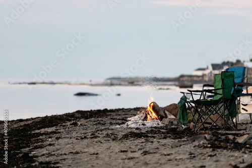 Feu sur la plage Gaspésie, Sainte-Flavie Québec