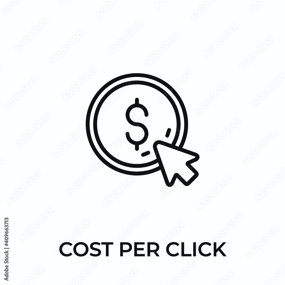 cost per click icon vector. cost per click sign symbol for modern design. Vector illustration cost per click icon vector. cost per click sign symbol for modern design. Vector illustration